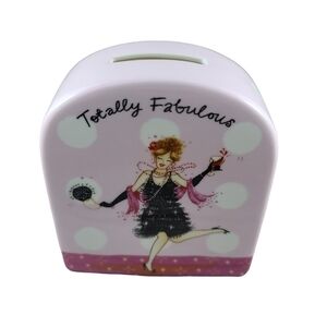𝅺pink Totally Fabulous Ceramic Money Piggy Bank Gift Girls Fashion Room Decor